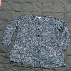 Susan Graver Teal Knit Cardigan